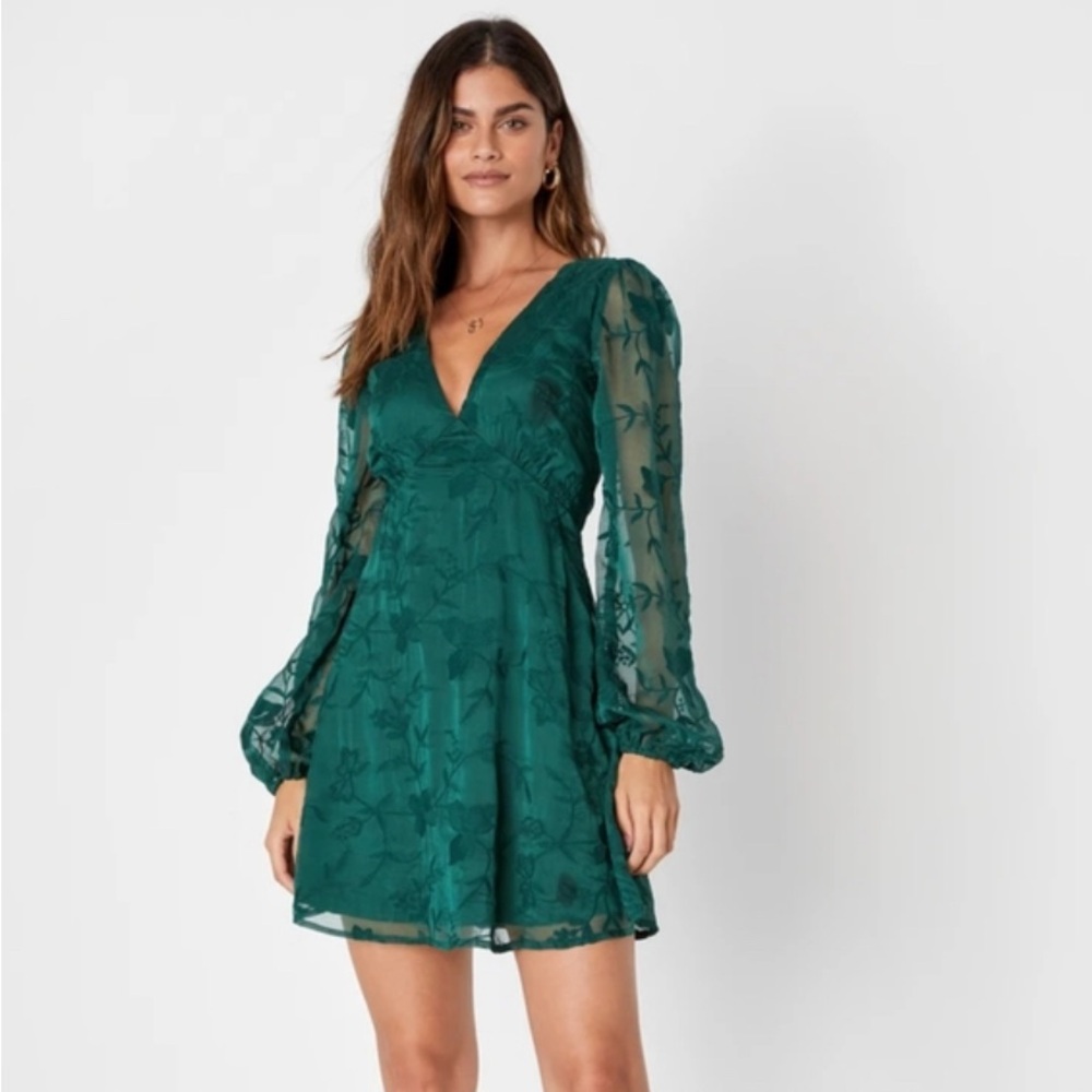 Elegant Green Floral Dress